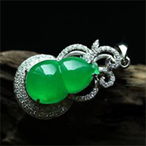 緬甸老坑玻璃種天然滿綠翡翠A貨玉葫蘆吊墜