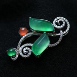 緬甸老坑玻璃種天然滿綠翡翠A貨白金鉆石玉吊墜-紅翡綠翠圖