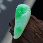 洪福齊天天然A貨緬甸老坑糯種陽綠翡翠福瓜掛件圖