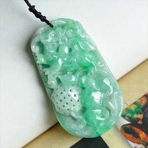 福氣滿門天然緬甸Ａ貨冰糯種翡翠老坑玉貔貅掛件 圖