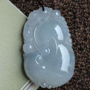 緬甸冰糯種天然A貨翡翠如意掛件 翡翠玉如意吊墜 圖