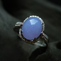 緬甸天然翡翠A貨玻璃種鑲金戒指圖