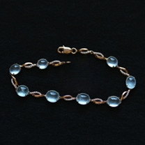 緬甸老坑玻璃種熒光天然翡翠A貨玉手鏈－18K玫瑰金鉆石鑲圖