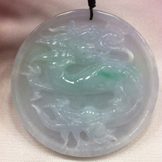 天然A貨緬甸翡翠吉祥圓形龍掛件