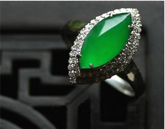 天然滿綠翡翠A貨 馬眼戒指 女款 緬甸玉指環