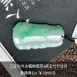 三生與共緬甸天然冰糯種翡翠A貨玉竹節掛件圖