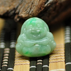 笑比河清緬甸天然翡翠A貨佛陀吊墜圖