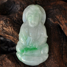 花飛蝶舞玉觀音糯種掛件緬甸天然翡翠A貨圖