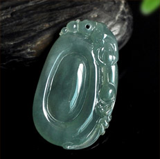 玉潔冰清緬甸天然A貨藍水如意掛件圖