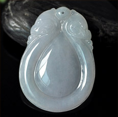 百卉含英緬甸糯種如意翡翠掛件圖